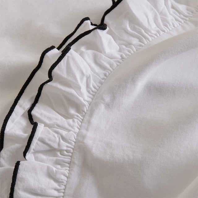M&S pure cotton double ruffle bedding set king size black, imported from the UK