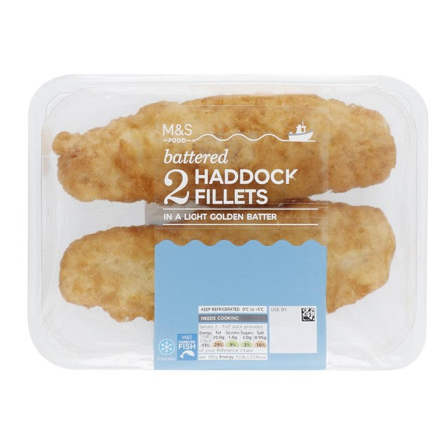 M&S Battered Haddock Fillets 300g, imported from the UK
