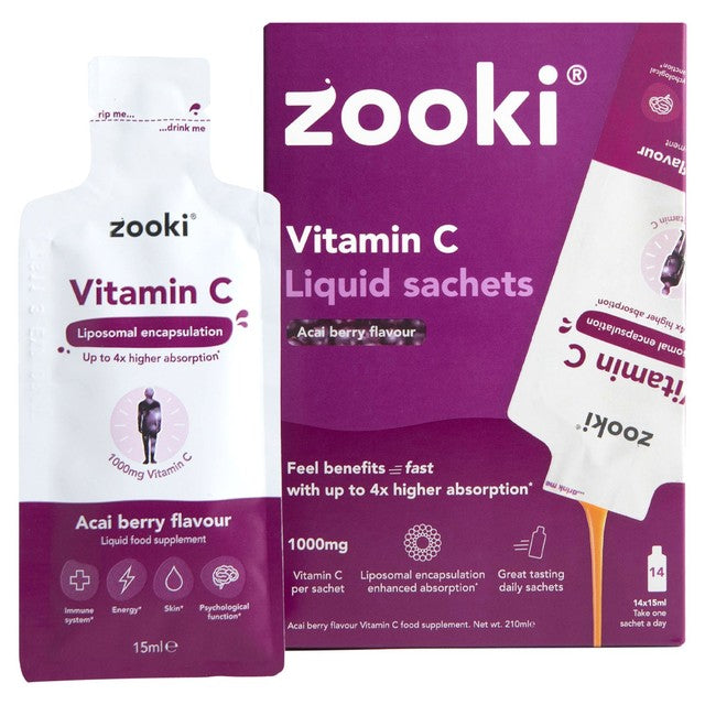 Zooki liposomal vitamin C sachets acai berry 1000mg - British product