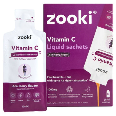 M&S Zooki Liposomal Vitamin C 1000mg Acai Berry Sachets- Buy online at McGrocer