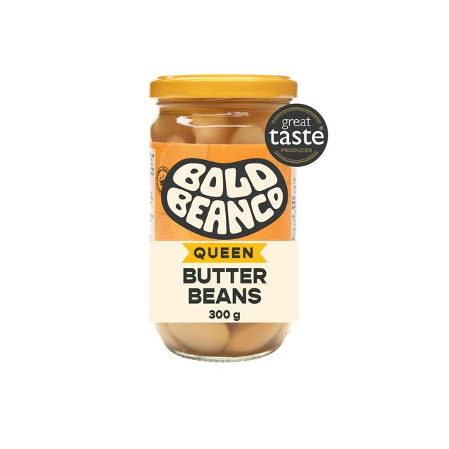 Bold Bean Co Queen butter beans 300g jar, imported from the UK