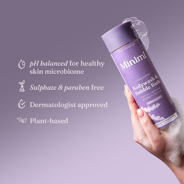 Miniml body wash and bubble bath calming lavender - British product