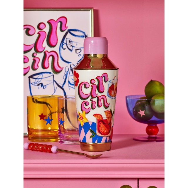 Eleanor Bowmer cocktail shaker with Cin Cin design - British product