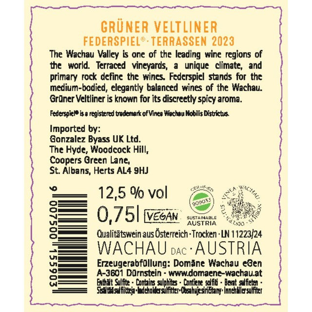 Domane Wachau Gruner Veltliner Federspiel white wine 75cl - British product