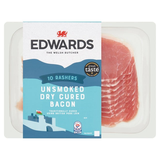 Edwards of Conwy unsmoked dry cured bacon 300g - British product