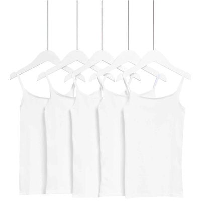 M&S Girls 5pk Cotton Cami Tops White Vests 7-8 Years