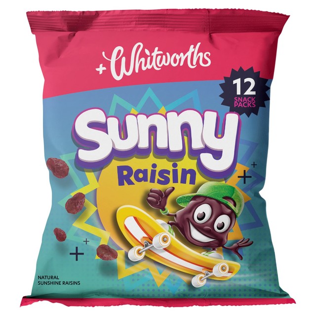 Whitworths Sunny Raisins kids snack pack 12 x 14g packs (British brand)