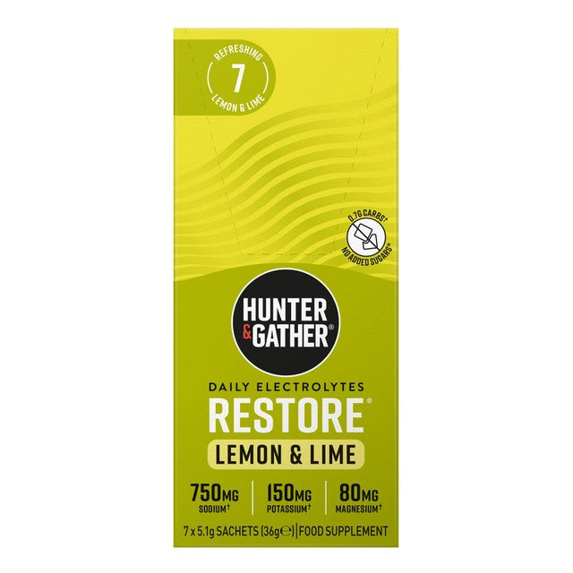 Hunter & Gather Restore electrolyte powder Lemon Lime sachets, UK version