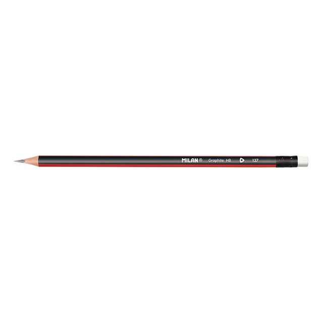 Milan HB triangular graphite pencils with eraser box of 12, imported from the UK