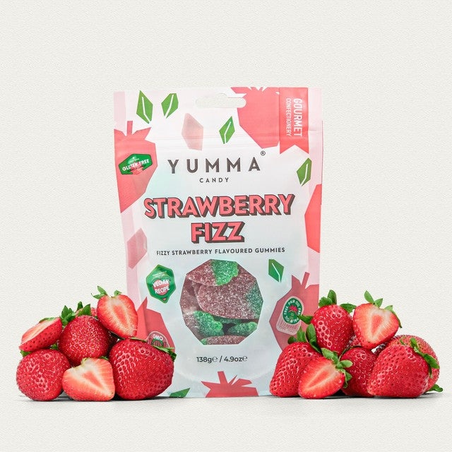 Yumma Candy Strawberry Fizz gummy sweets 138g (British brand)