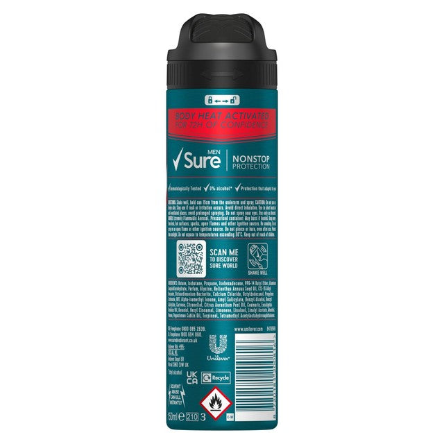 Sure men's antiperspirant deodorant spray Ultra Fresh 150ml (British brand)