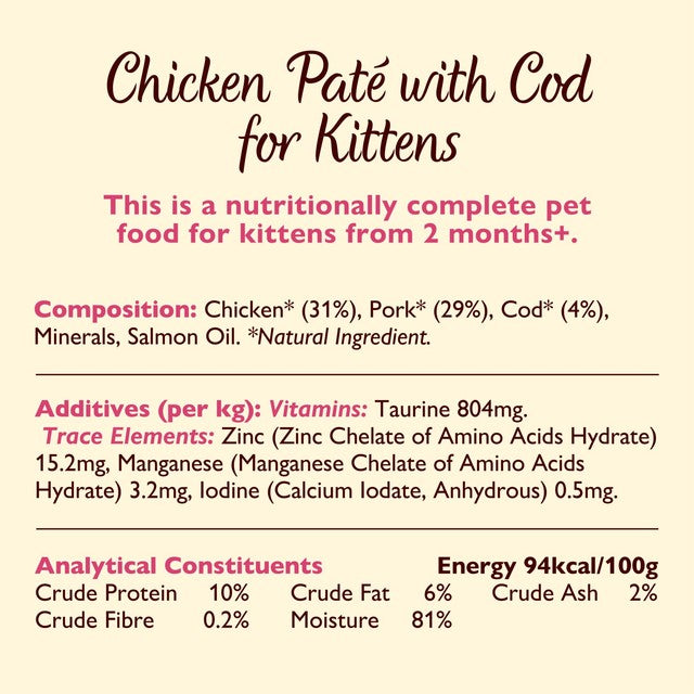 Lily's Kitchen kitten pate chicken & cod 8x85g, UK version