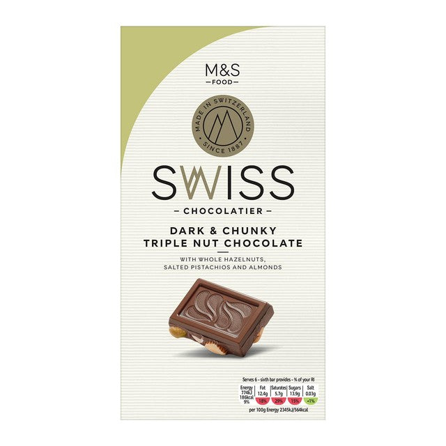 M&S triple nut dark chocolate 200g, imported from the UK