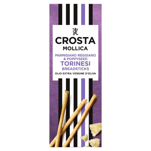 Crosta & Mollica Parmesan & Poppy Seed breadsticks 120g - British product