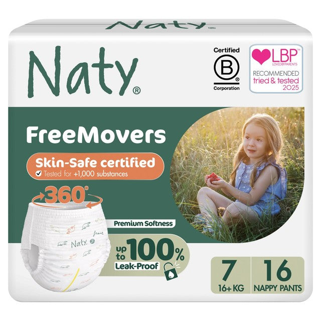 Naty FreeMovers nappy pants Size 7 (17+kg), imported from the UK