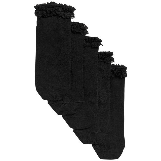 M&S girls frill socks black 5 pack 8-12, imported from the UK