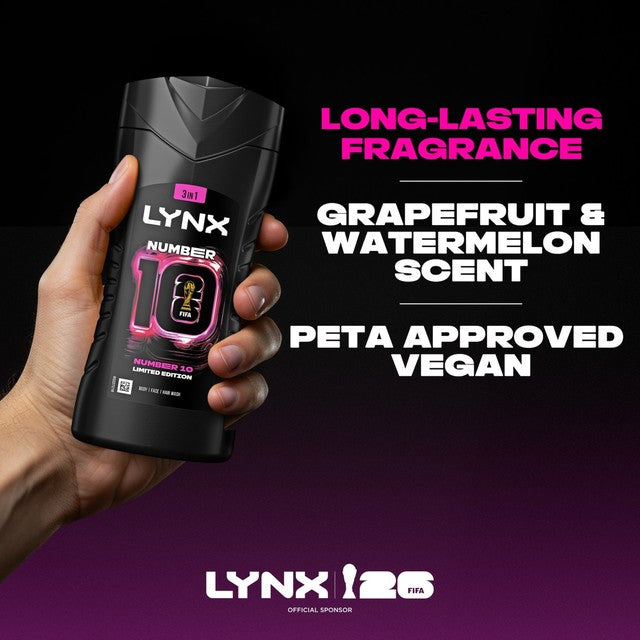 Lynx Number 10 shower gel limited edition FIFA packaging, imported from the UK