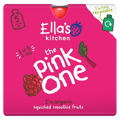 Ella's Kitchen The Pink One Smoothie Baby Food Pouch 6+ Monate 5 x 90g