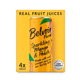 Belvoir Farm Mango Peach sparkling drink 4 x 330ml cans - British product