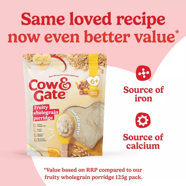 Cow & Gate Fruity Wholegrain Porridge 125g - British product