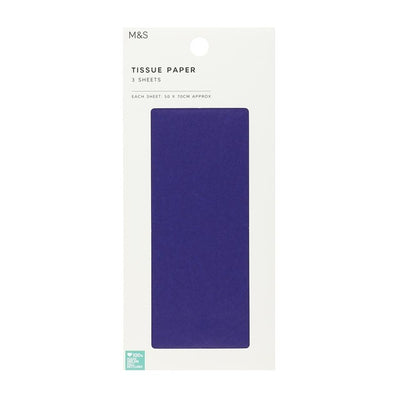 M&S Blått silkepapir 3 ark 50 cm x 70 cm