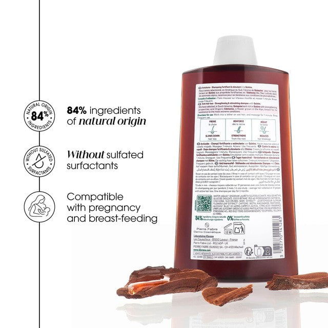 Klorane Shampoo with Quinine and Organic Edelweiss for Thinning Hair 400ml, UK version