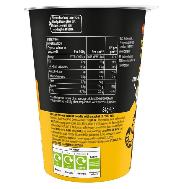 Namdong Chicken Jjigae noodle pot 84g, imported from the UK