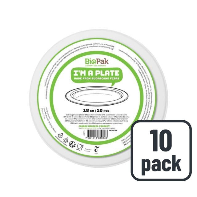 Duni bagasse party plates 18cm - British product