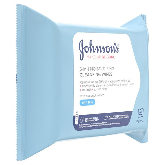 Johnson's Make Up Be Gone Moisturising Cleansing Wipes 25 pack, UK version