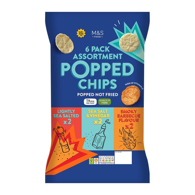 M&S assorted popped potato chips multipack, imported from the UK