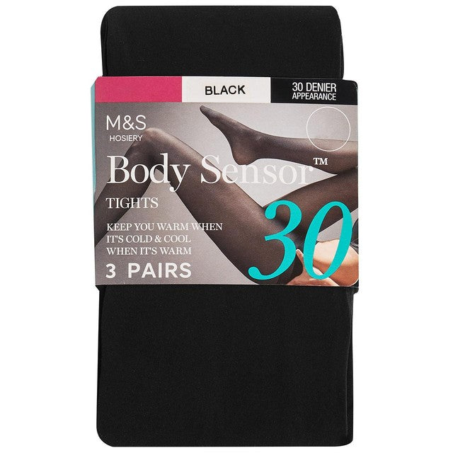 M&S 30 Denier Body Sensor Tights Black Medium, imported from the UK