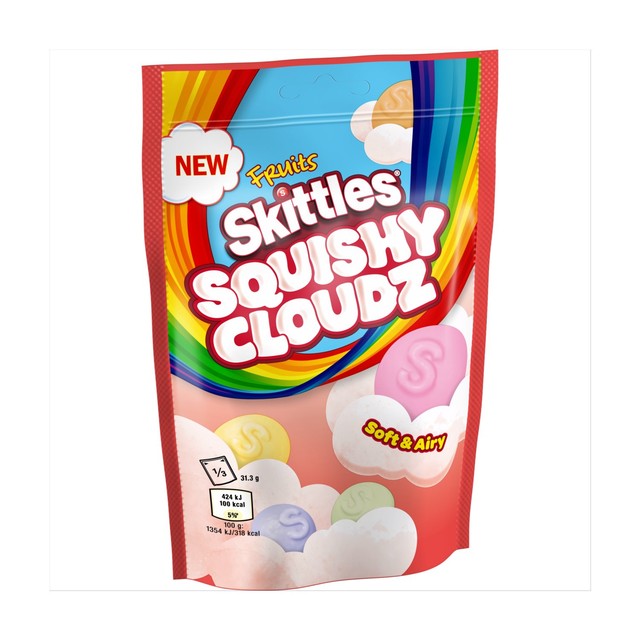 Skittles Squishy Cloudz fruit flavoured chewy sweets 94g (British brand)