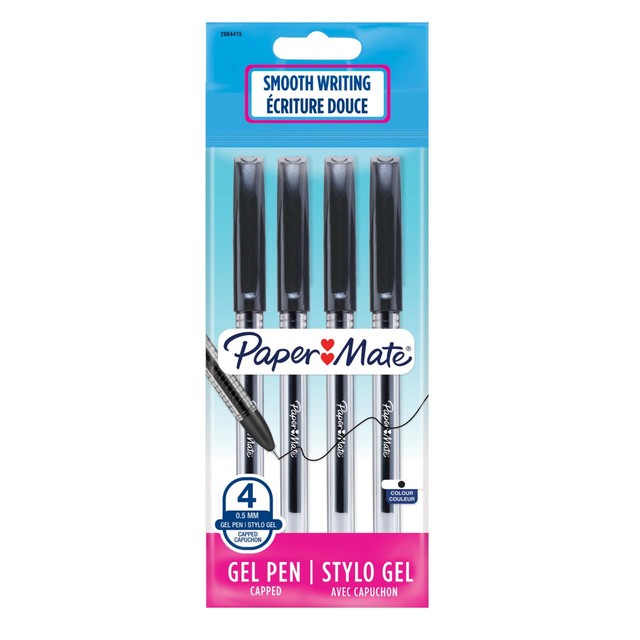 Paper Mate gel pens black 4-pack, imported from the UK