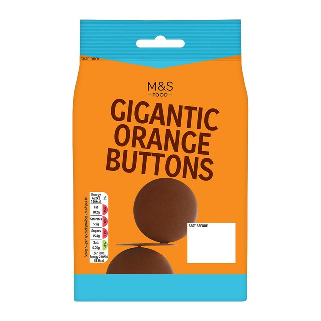 M&S orange flavoured milk chocolate buttons 150g, imported from the UK