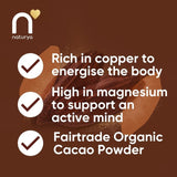 Naturya Organic Fair Trade Cacao Powder 250g, imported from the UK