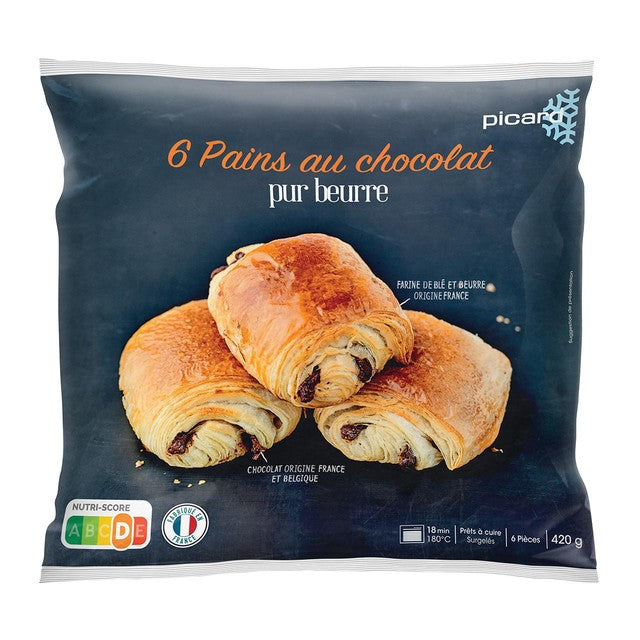 Picard frozen all-butter pain au chocolat 6-pack, imported from the UK