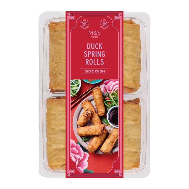 M&S Duck Spring Rolls 215g, imported from the UK