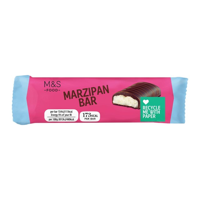 M&S Marzipan Bar chocolate bar 36g, imported from the UK