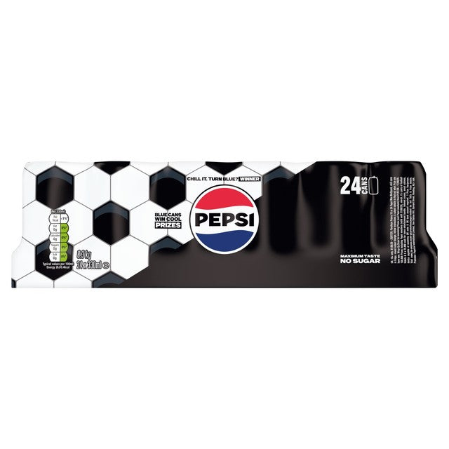 Pepsi Max sugar-free cola 24 x 330ml cans, imported from the UK