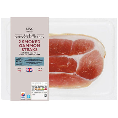 M&S M&S British Outdoor Bred Smoked Gammon Steaks 400g- Buy online at McGrocer