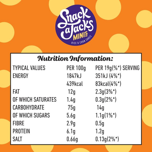 Snack a Jacks salted caramel rice cakes 5x19g, UK version
