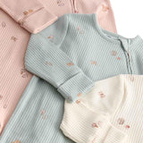 M&S girls cotton-rich woodland print sleepsuits ivory 3-6 months, imported from the UK