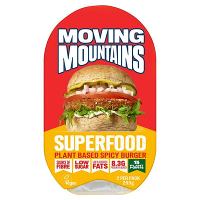 Moving Mountains Superfood Vegetabilsk Spicy Plantebasert Burger 200g