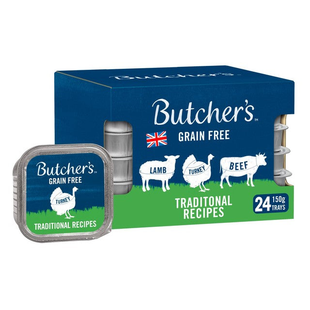 Butcher's dog food trays mixed varieties 24x150g - British product