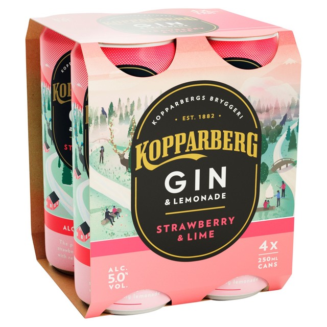 Kopparberg gin and lemonade strawberry and lime 4 x 250ml, UK version