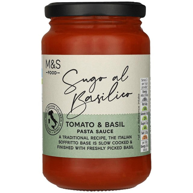M&S tomato & basil pasta sauce 340g, imported from the UK