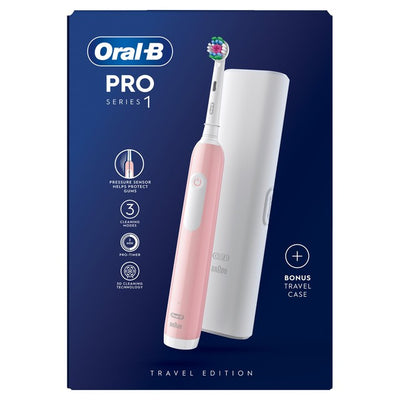 M&S Oral-B Pro 1 3D White Pink Electric Toothbrush with Travel Case- Buy online at McGrocer