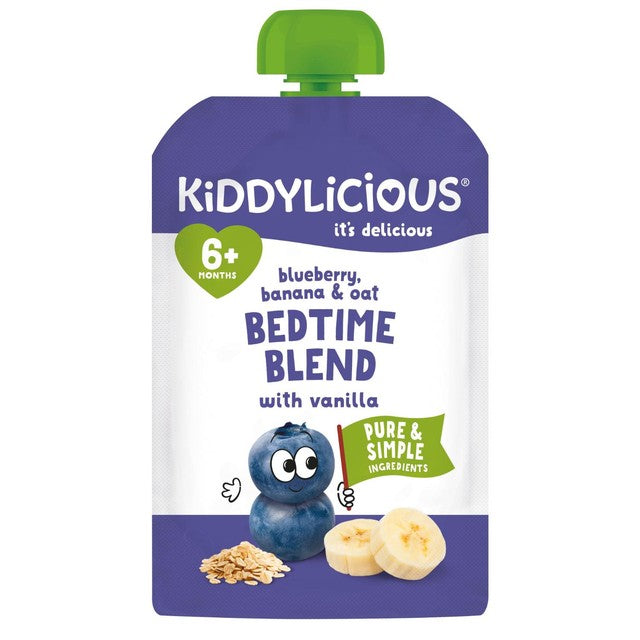 Kiddylicious blueberry banana bedtime blend pouch 100g, UK version