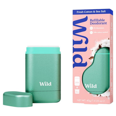 M&S Wild Aqua Etui og Frisk Bomull & Sjøsalt Naturlig Deodorant Startpakke 40g - Kjøp online hos McGrocer