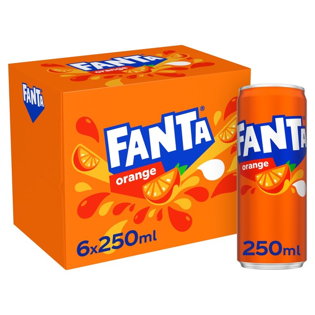 Fanta orange soft drink 6 x 250ml - British product